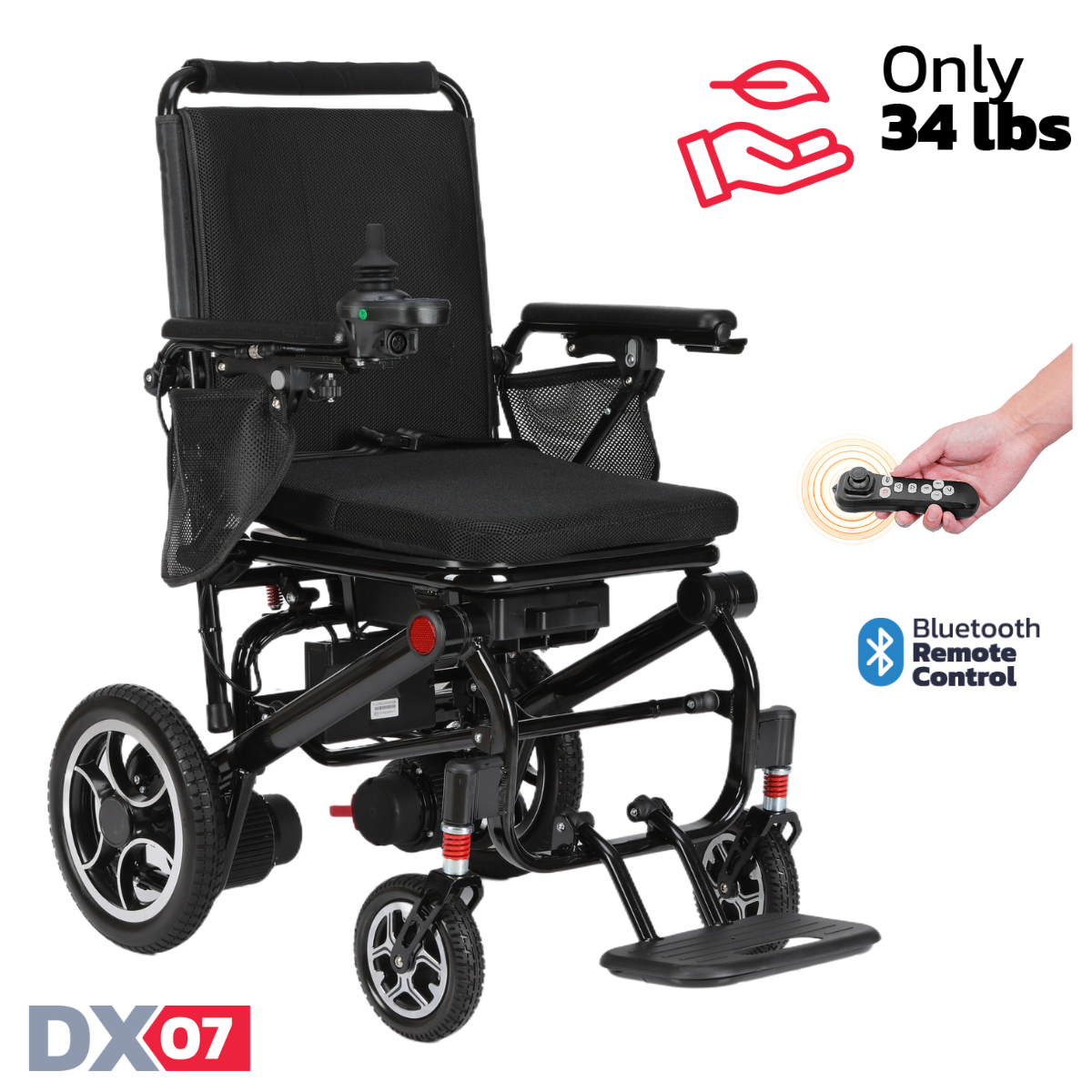 Rubicon DX07 - Lightweight Foldable Electric Wheelchair: Compact, Collapsible, and Portable Design for Easy Transportation & Travel | Power Wheelchair