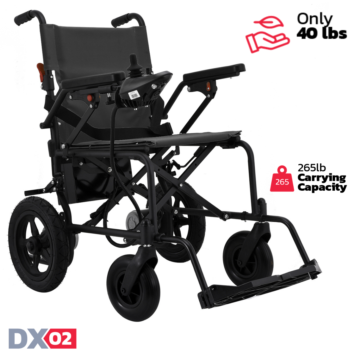 Rubicon DX02 - Affordable, Lightweight & Powerful Electric Wheelchair: Foldable, Portable & Airline-Approved for Travel | Economical Power Wheelchair