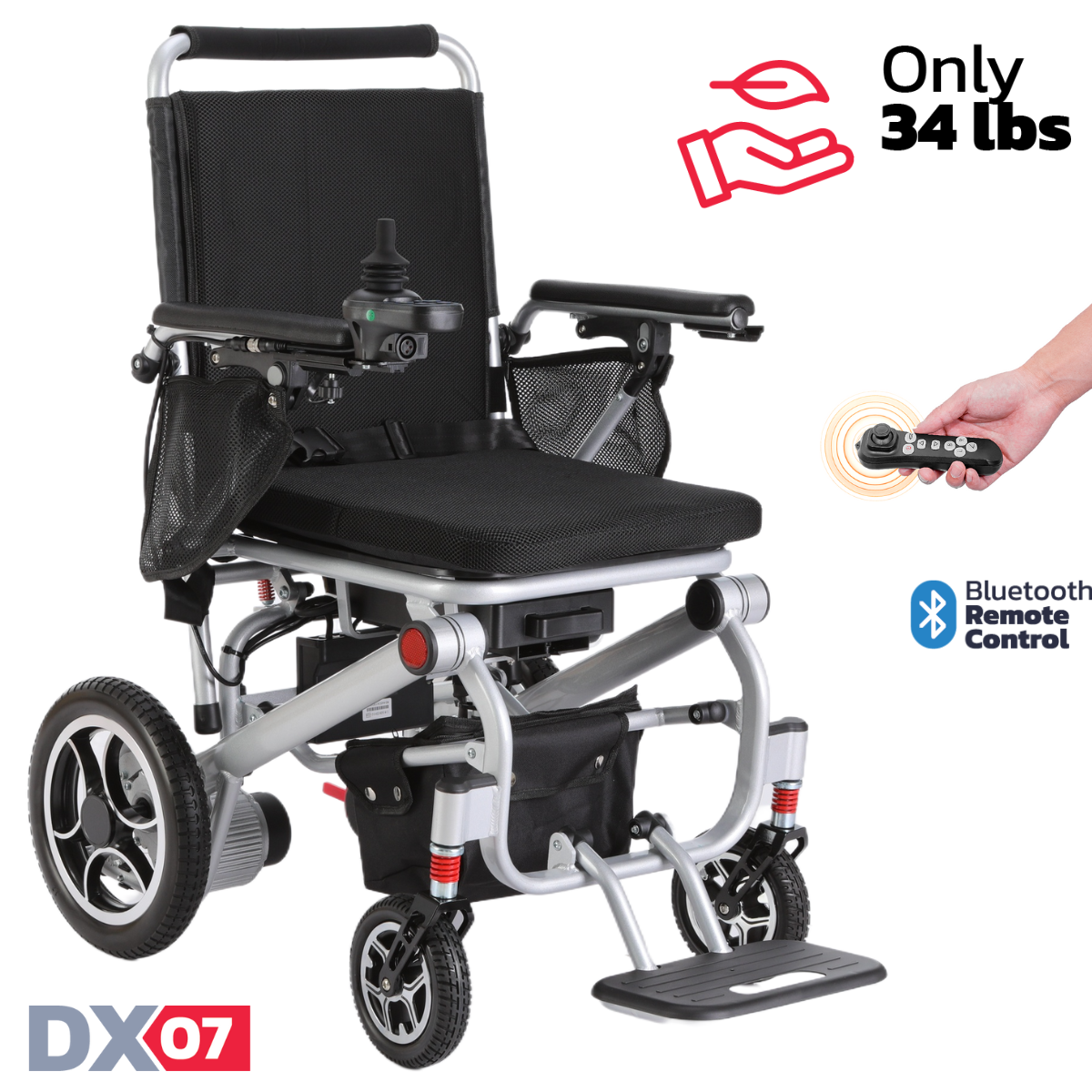 Rubicon DX07 - Lightweight Foldable Electric Wheelchair: Compact, Collapsible, and Portable Design for Easy Transportation & Travel | Power Wheelchair