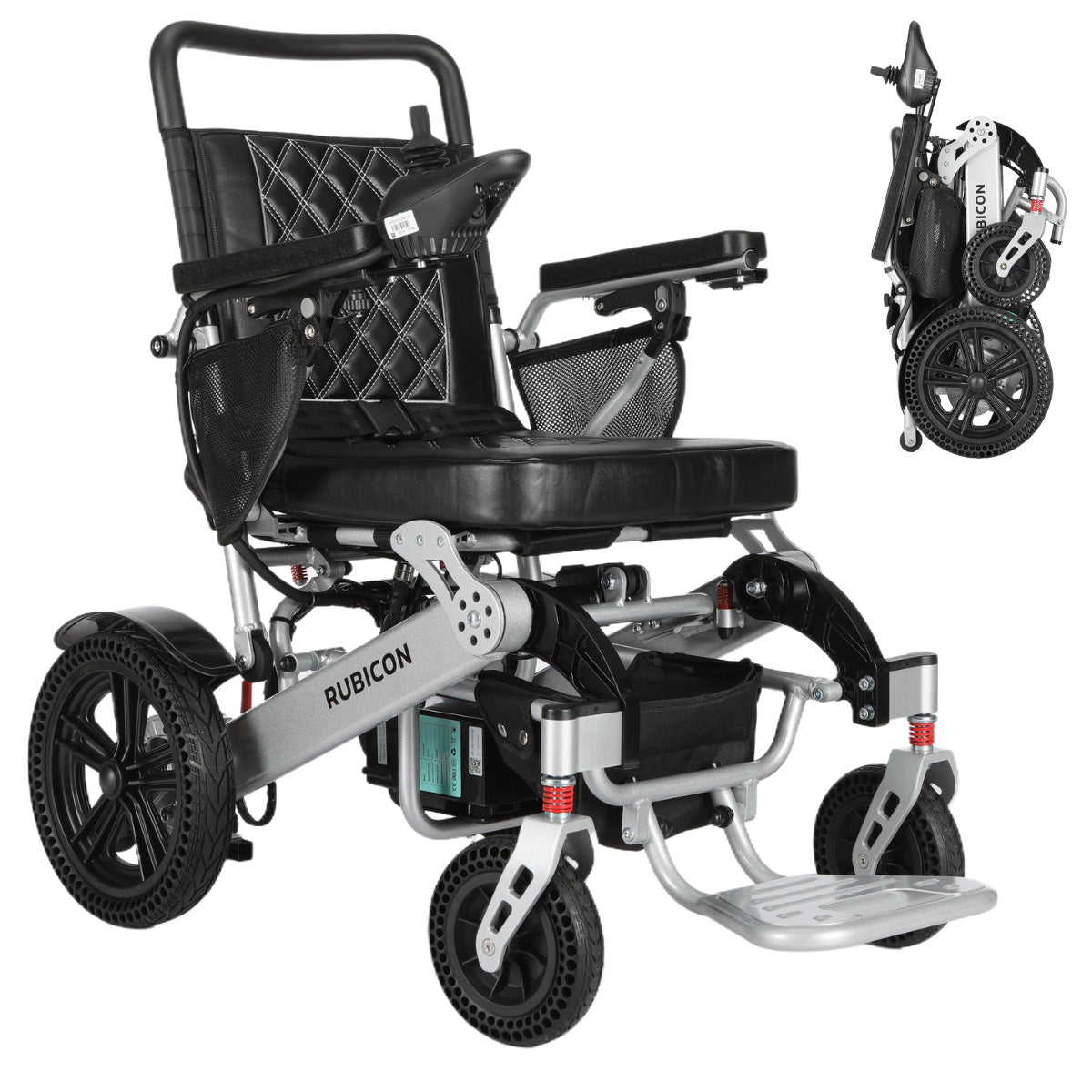 Rubicon DX17 - Automatic Folding & Unfolding Portable Electric Wheelchair: Collapsible, Lightweight & All Terrain | Dual Motor Power Wheelchair
