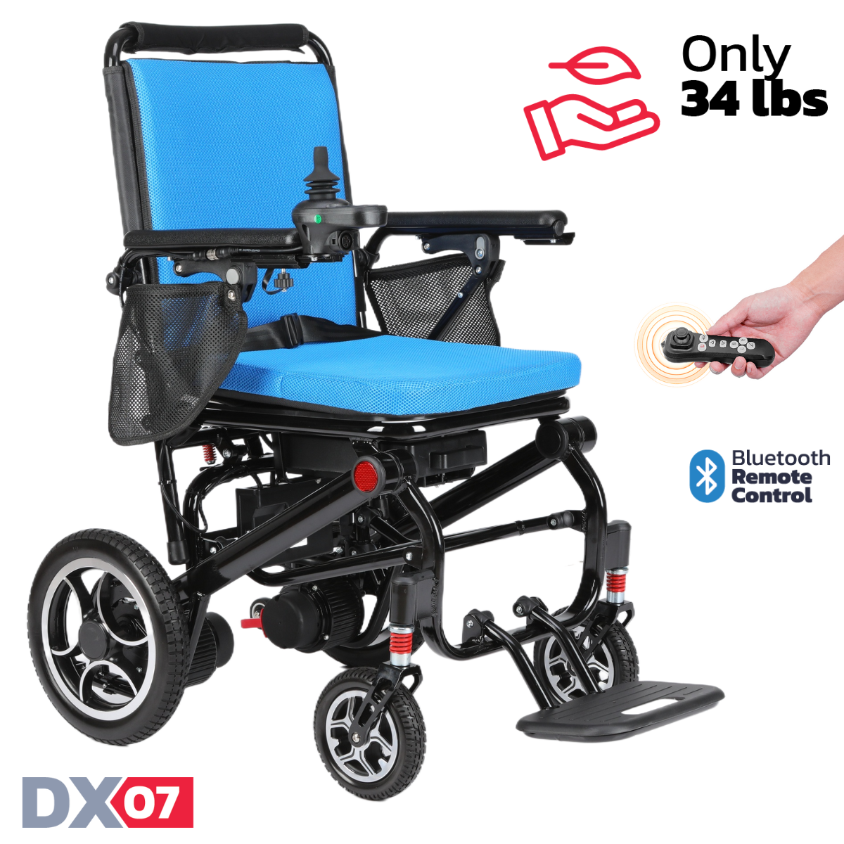 Rubicon DX07 - Lightweight Foldable Electric Wheelchair: Compact, Collapsible, and Portable Design for Easy Transportation & Travel | Power Wheelchair