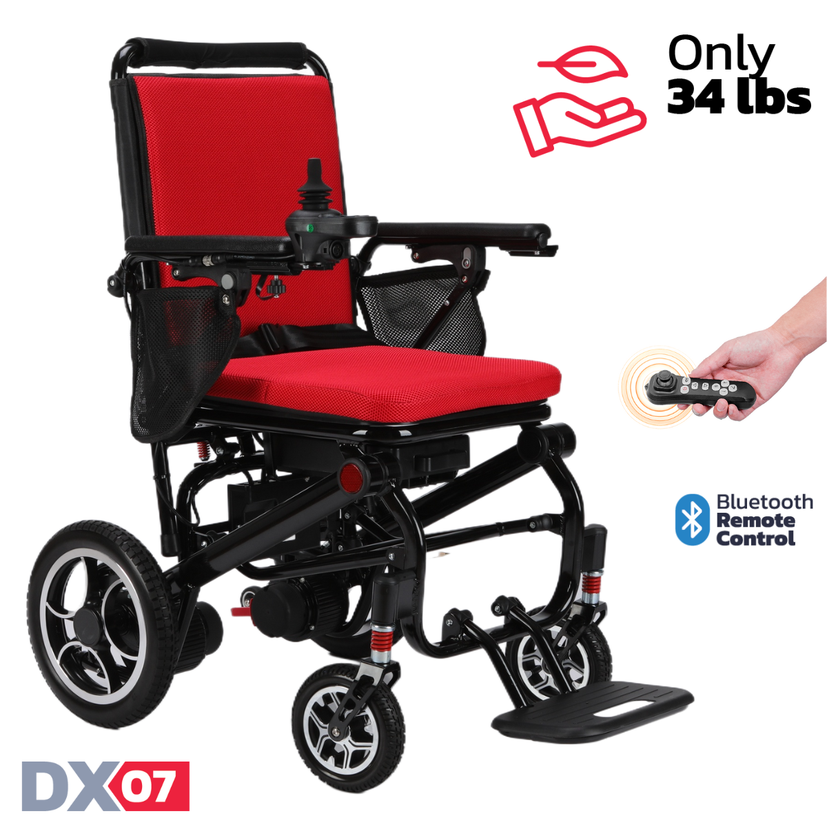 Rubicon DX07 - Lightweight Foldable Electric Wheelchair: Compact, Collapsible, and Portable Design for Easy Transportation & Travel | Power Wheelchair