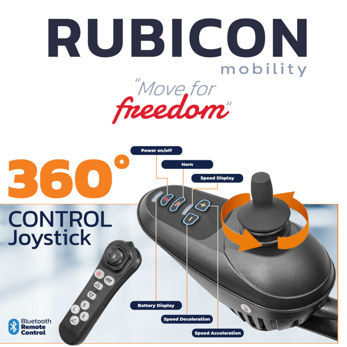 Rubicon DX14 – Longest Range Premium Electric Wheelchair: All-Terrain, Foldable & Airline Approved with Dual Motors, Bluetooth & Joystick
