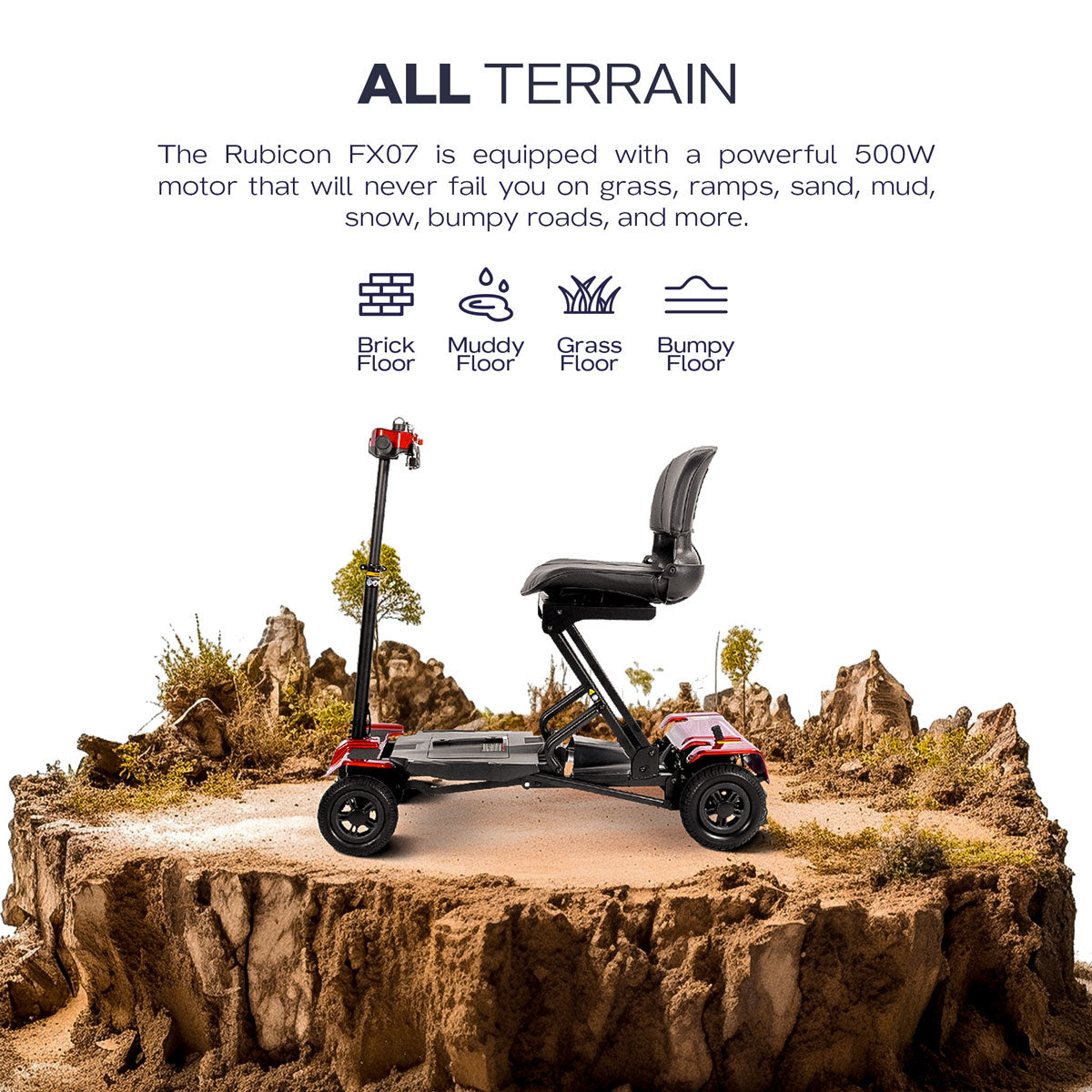 Rubicon FX07 Automatic Foldable Mobility Scooter - Electricwheelchair.Store