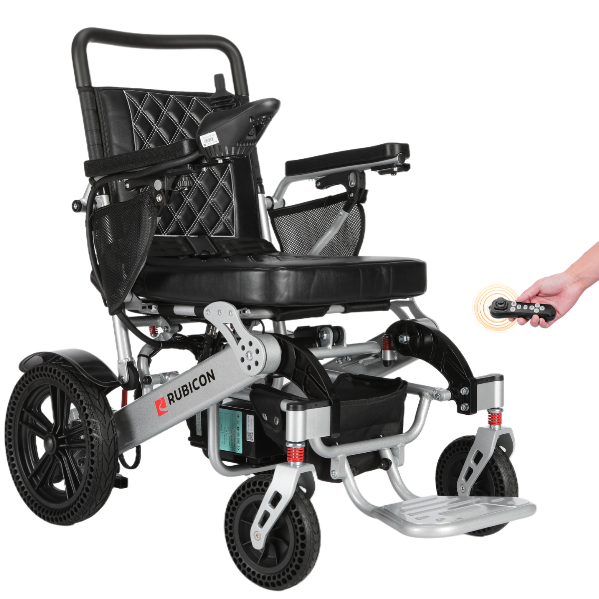 Rubicon DX17 - Automatic Folding & Unfolding Portable Electric Wheelchair: Collapsible, Lightweight & All Terrain | Dual Motor Power Wheelchair
