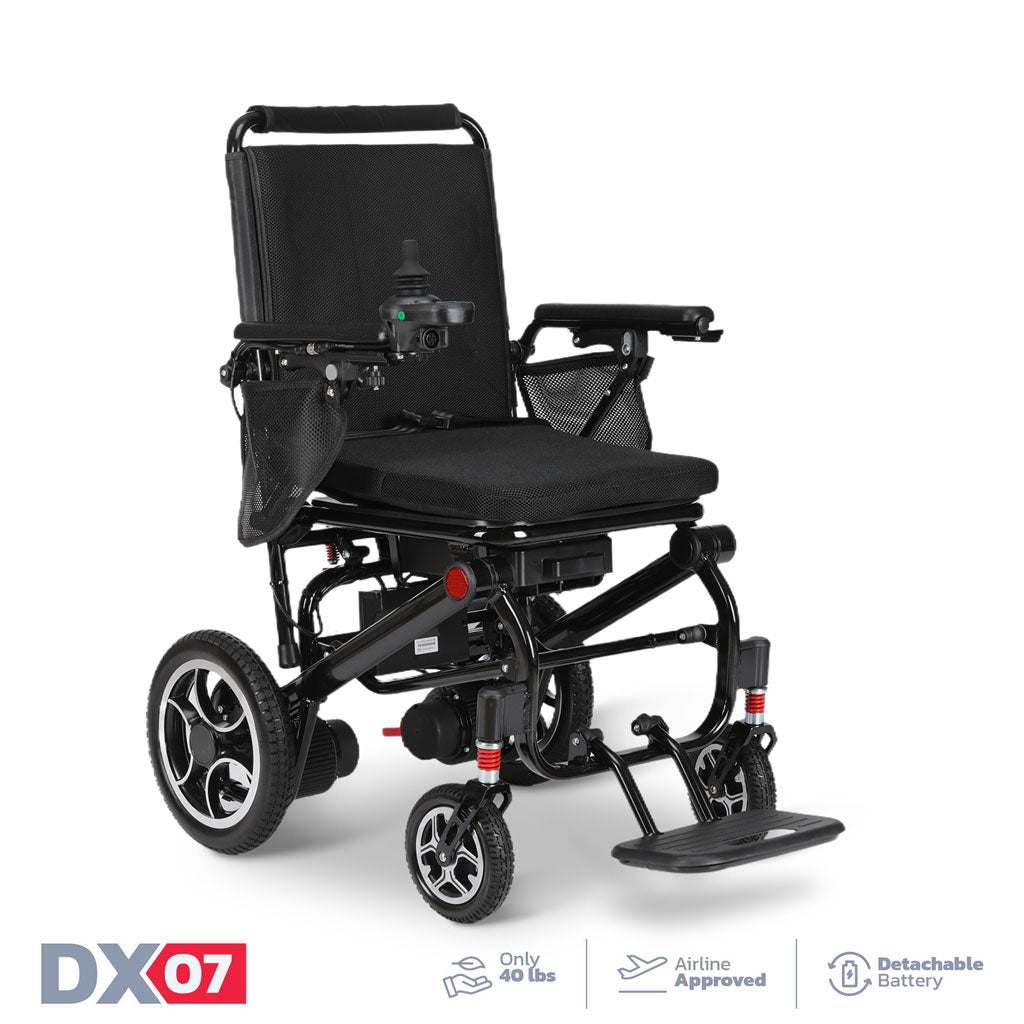 Rubicon DX07 - Lightweight Foldable Electric Wheelchair: Compact, Collapsible, and Portable Design for Easy Transportation & Travel | Power Wheelchair