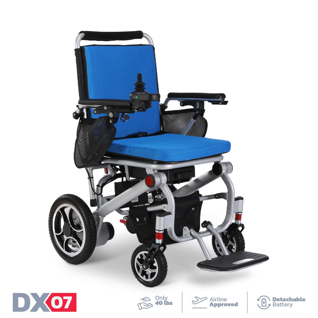 Rubicon DX07 - Lightweight Foldable Electric Wheelchair: Compact, Collapsible, and Portable Design for Easy Transportation & Travel | Power Wheelchair