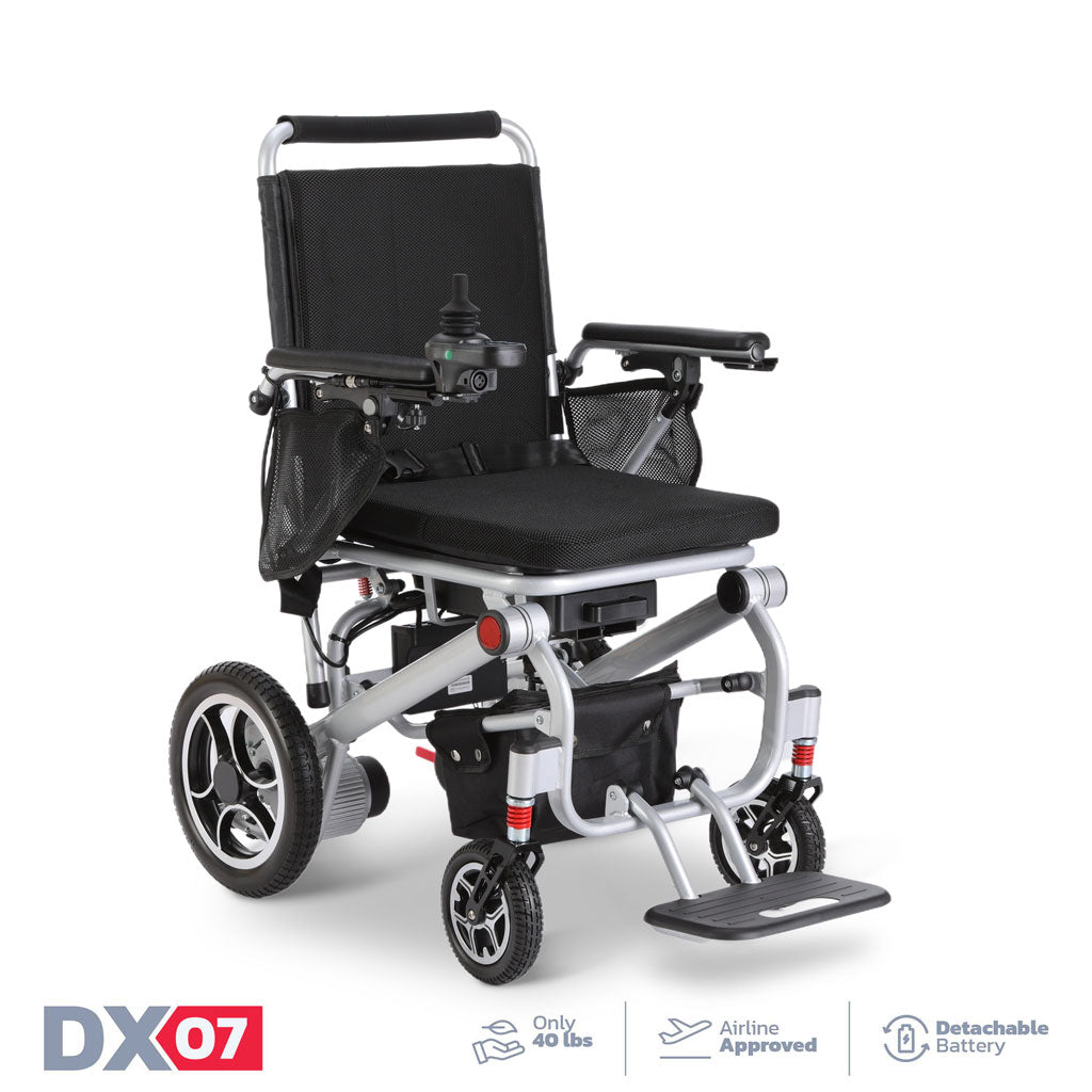 Rubicon DX07 - Lightweight Foldable Electric Wheelchair: Compact, Collapsible, and Portable Design for Easy Transportation & Travel | Power Wheelchair