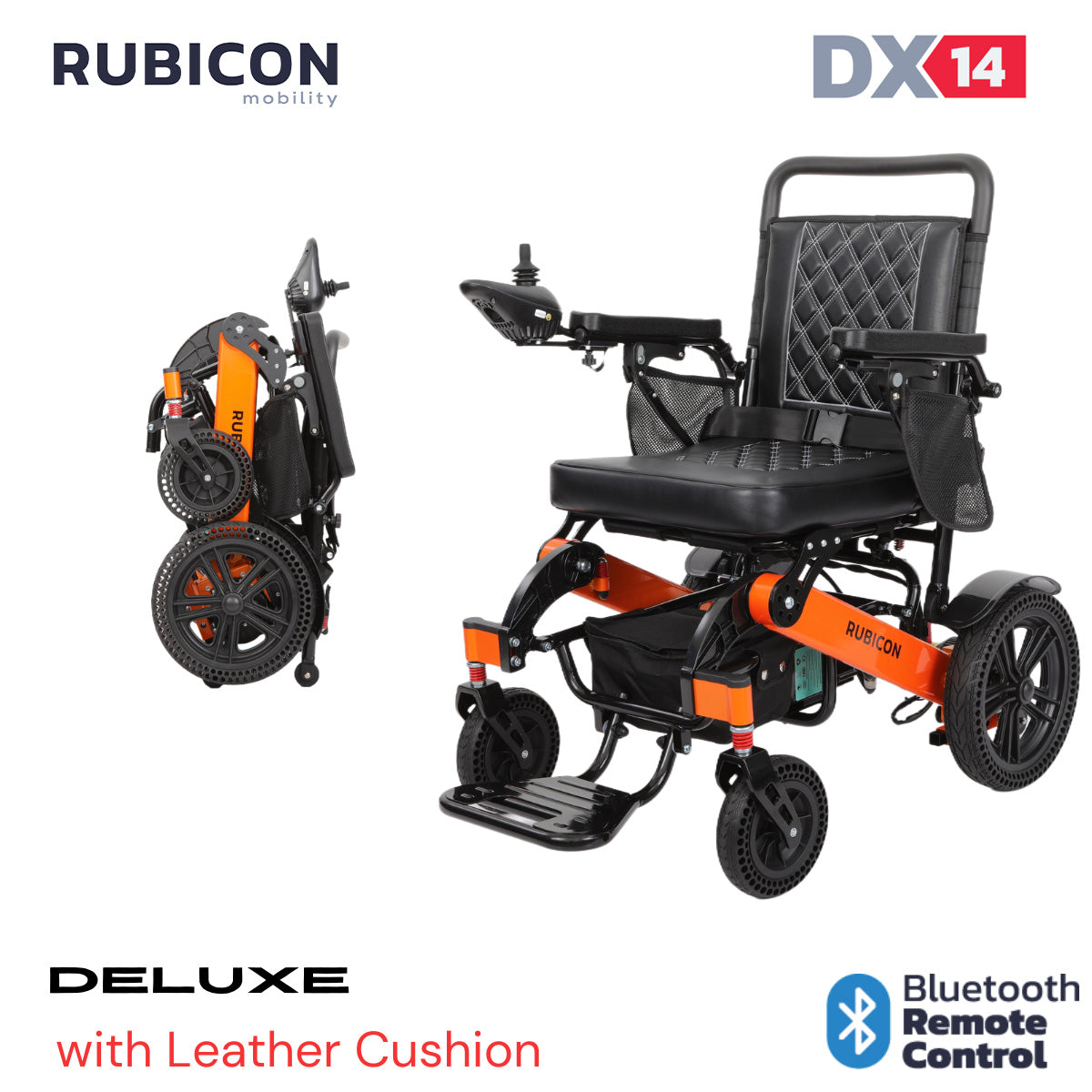 Rubicon DX08 - All Terrain & Heavy Duty Electric Wheelchair: Extra Durable, Long-Range, Foldable & Lightweight | Premium Dual Motor, Power Wheelchair