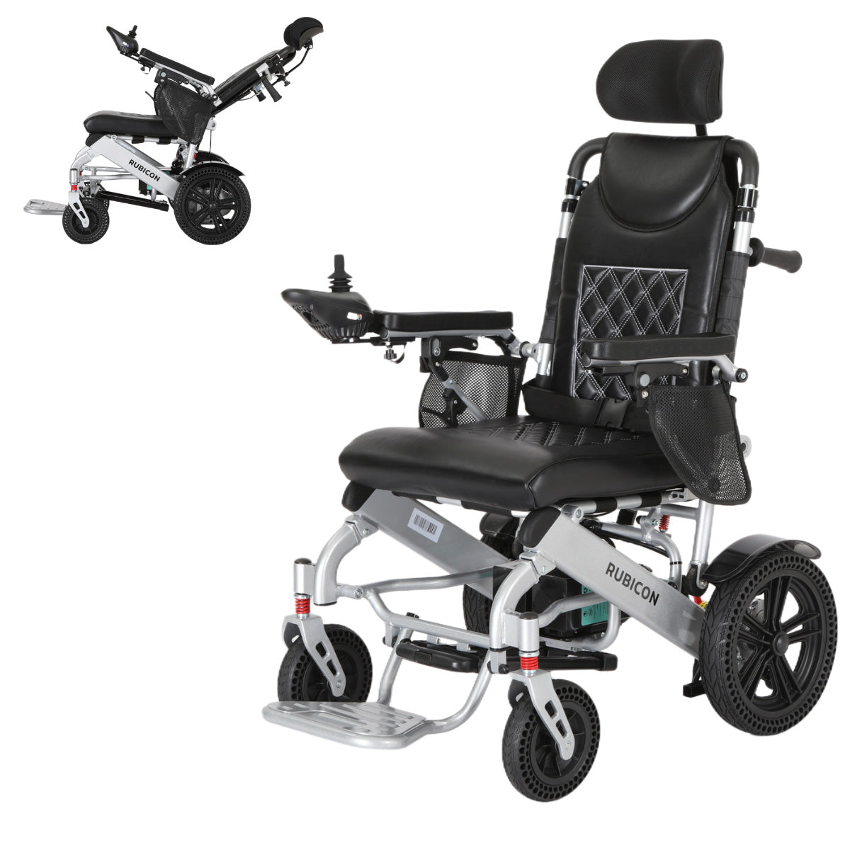 Rubicon DX11 - Reclining Electric Wheelchair with Adjustable Headrest: Foldable, Long Range, All Terrain & Heavy-Duty | Dual Motor Power Wheelchair