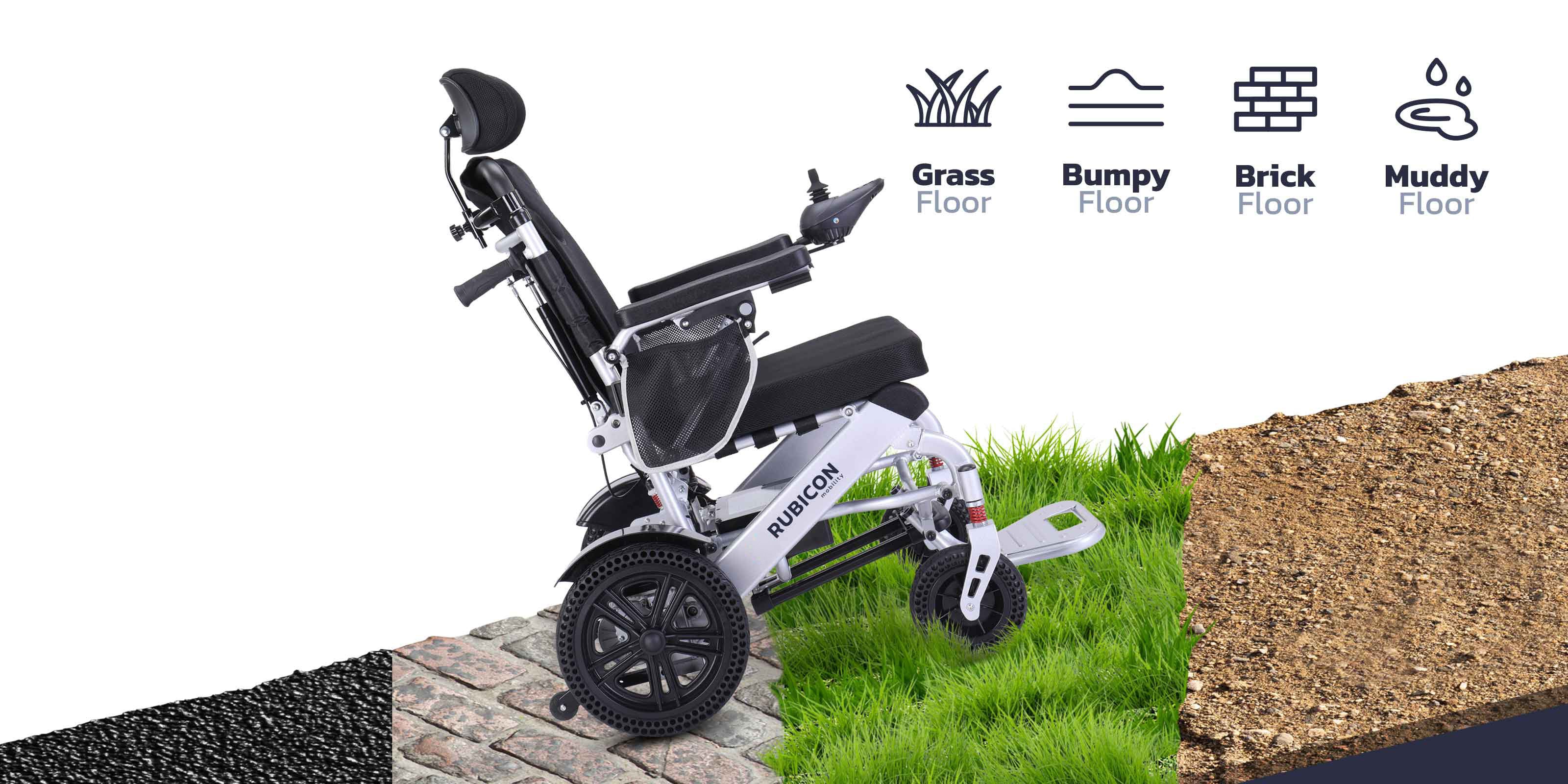 Rubicon DX11 - Reclining Electric Wheelchair with Adjustable Headrest: Foldable, Long Range, All Terrain & Heavy-Duty | Dual Motor Power Wheelchair