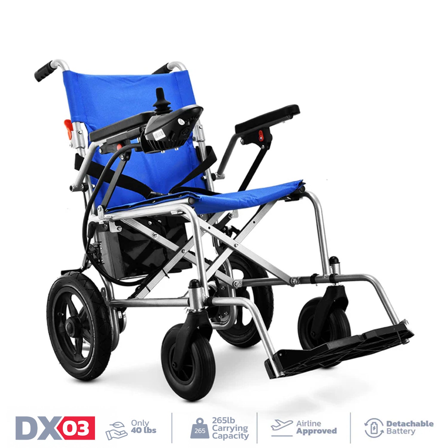 Rubicon DX03 - Lightweight, Foldable & Powerful Electric Wheelchair: Affordable, Airline-Approved, Travel Friendly | Economical Power Wheelchair