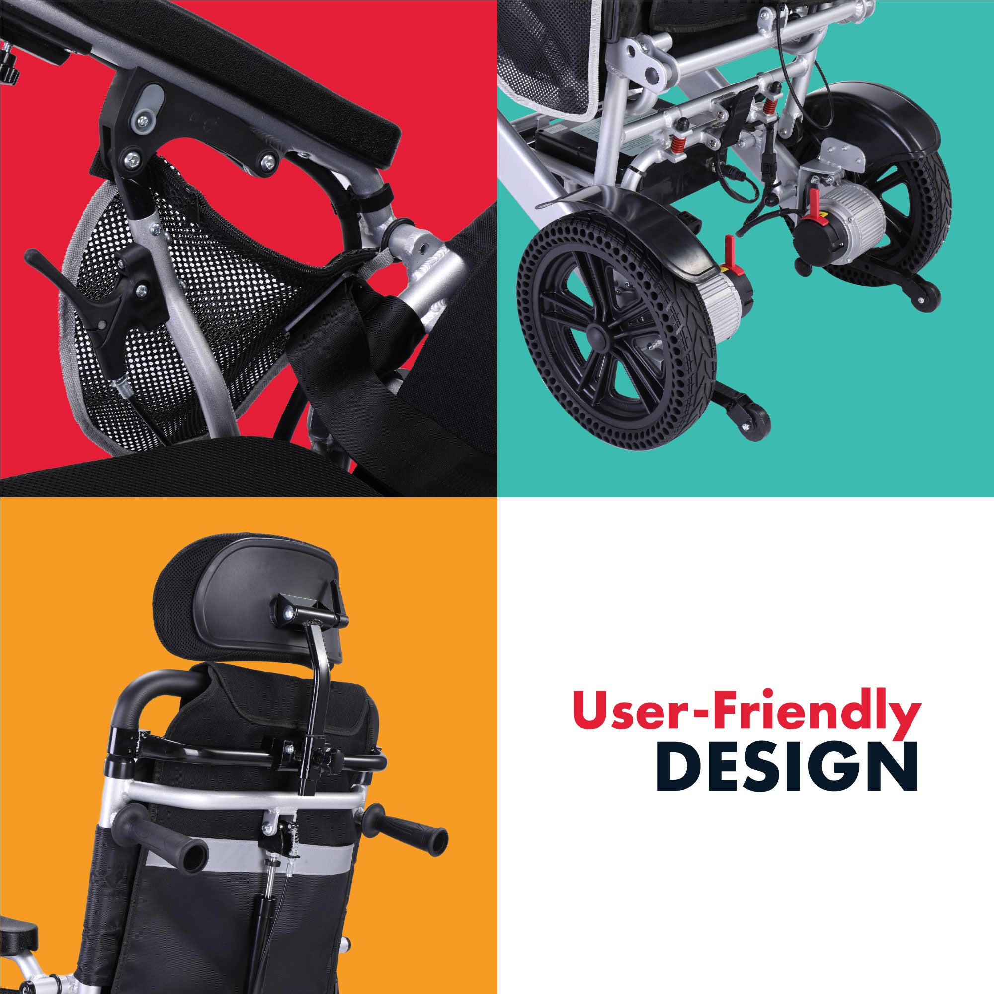 Rubicon DX11 - Reclining Electric Wheelchair with Adjustable Headrest: Foldable, Long Range, All Terrain & Heavy-Duty | Dual Motor Power Wheelchair