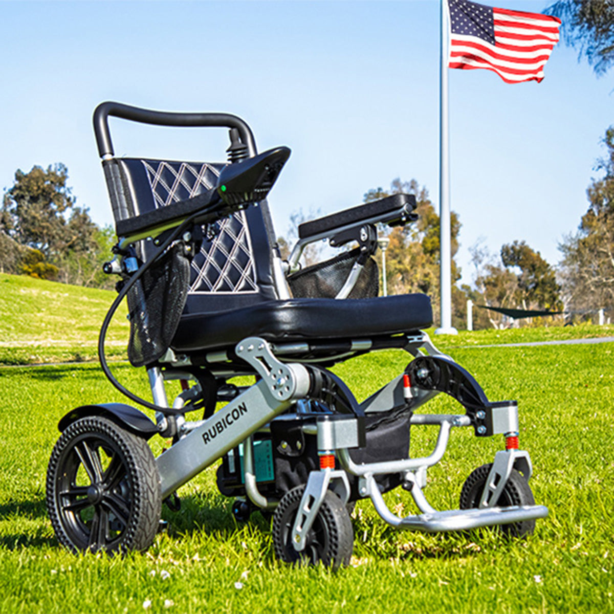 Rubicon DX14 – Longest Range Premium Electric Wheelchair: All-Terrain, Foldable & Airline Approved with Dual Motors, Bluetooth & Joystick
